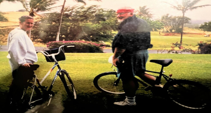 two people on bikes in Hawaii